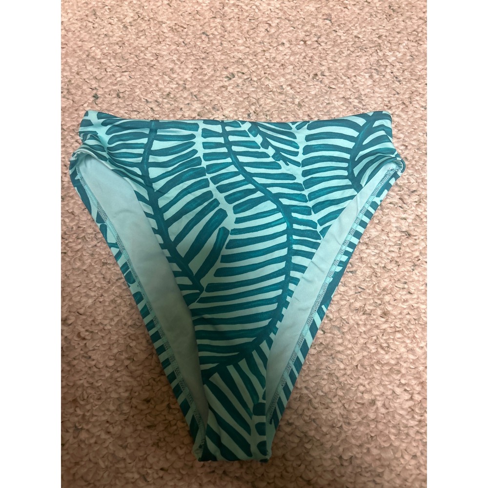 Vitamin‎ A Swim High Leg Bikini Bottom Teal Palm Print  Size S
